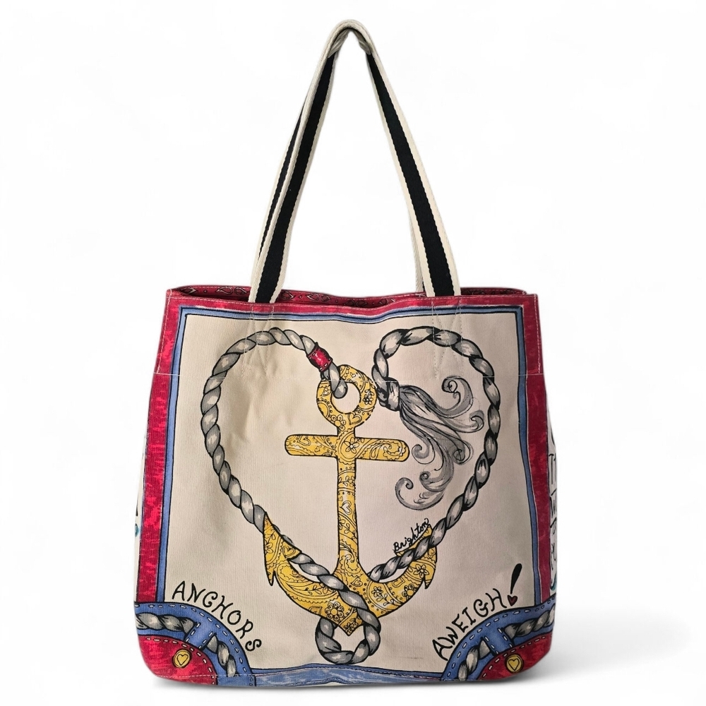 Brighton “Seas the Day” Canvas Tote Bag – Anchor Love Print - Picture 2 of 7